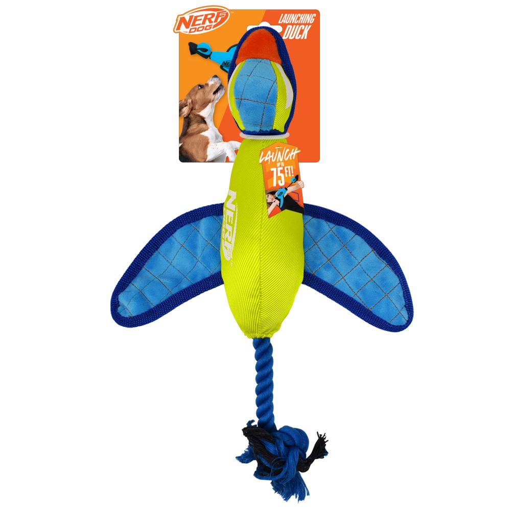 Nerf Dog Nylon Ultraplush Crinkle Wing Launching Duck 16.5in
