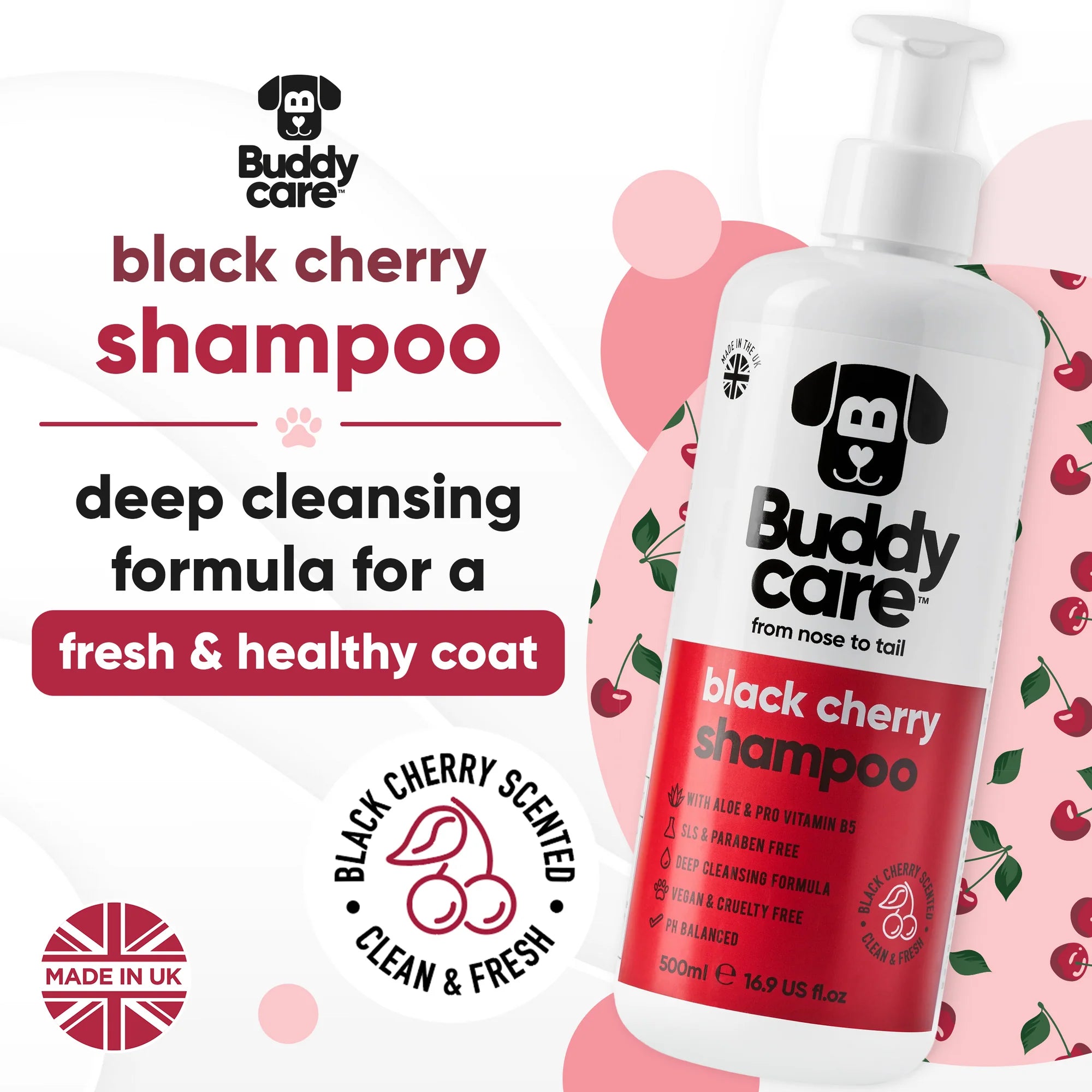Buddycare Black Cherry Dog Shampoo - 500ml