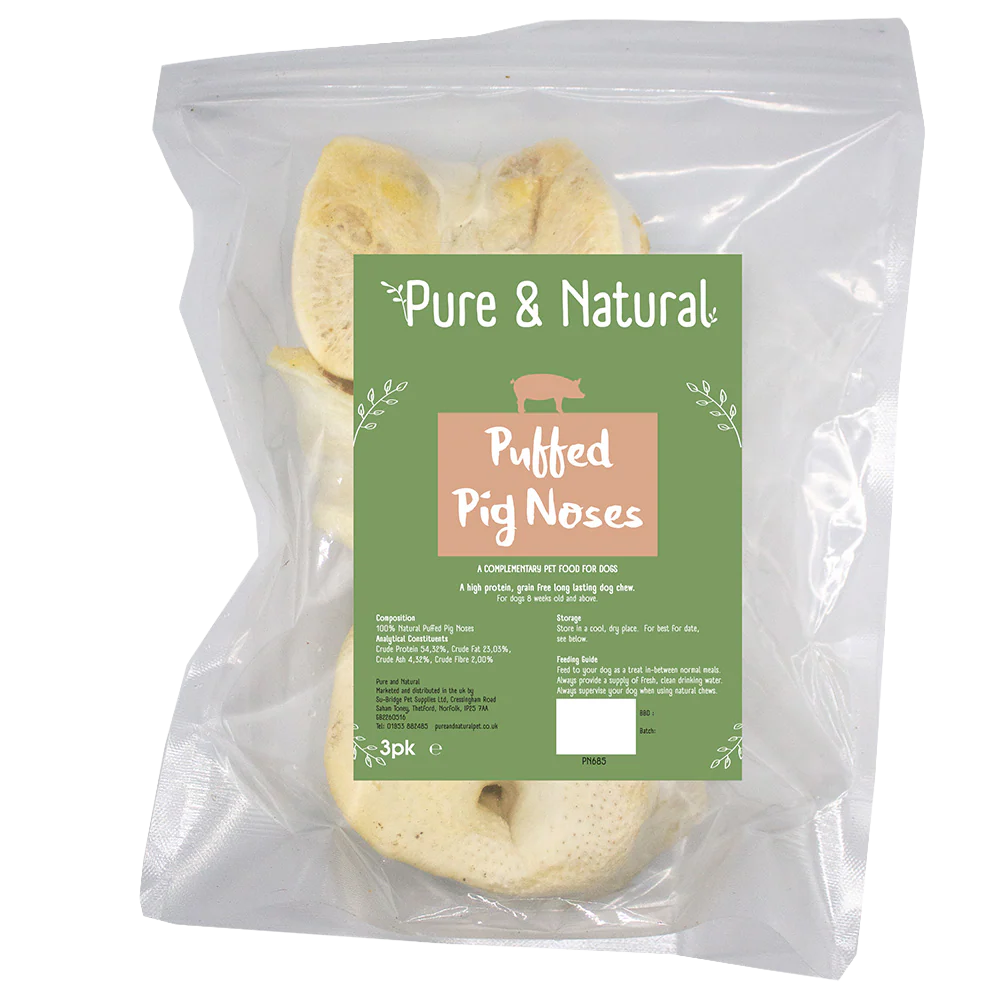 Pure & Natural Puffed Pig Noses 3pk